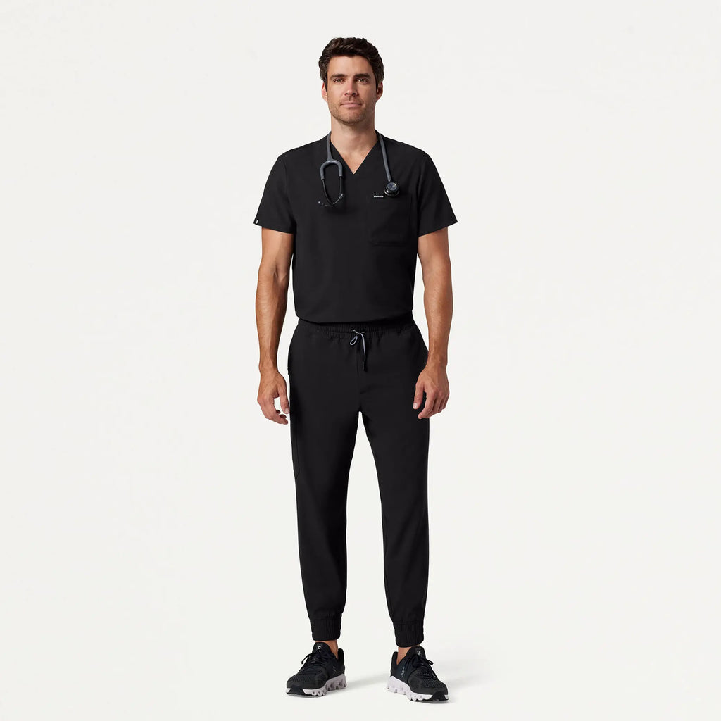 Jaanuu Scrubs Men's Holmes ULTRAlite™ 1-Pocket Scrub Top Black | scrub-supply.com