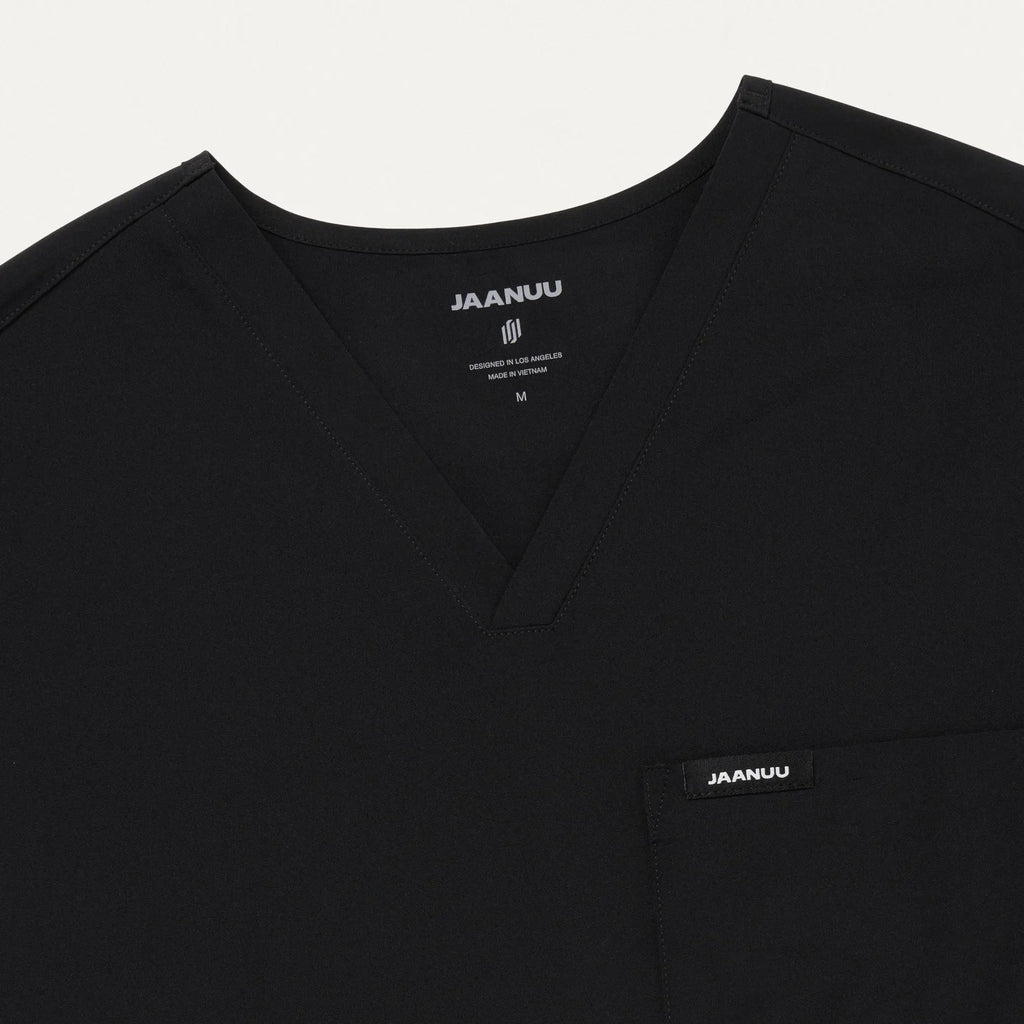 Jaanuu Scrubs Men's Holmes ULTRAlite™ 1-Pocket Scrub Top Black | scrub-supply.com