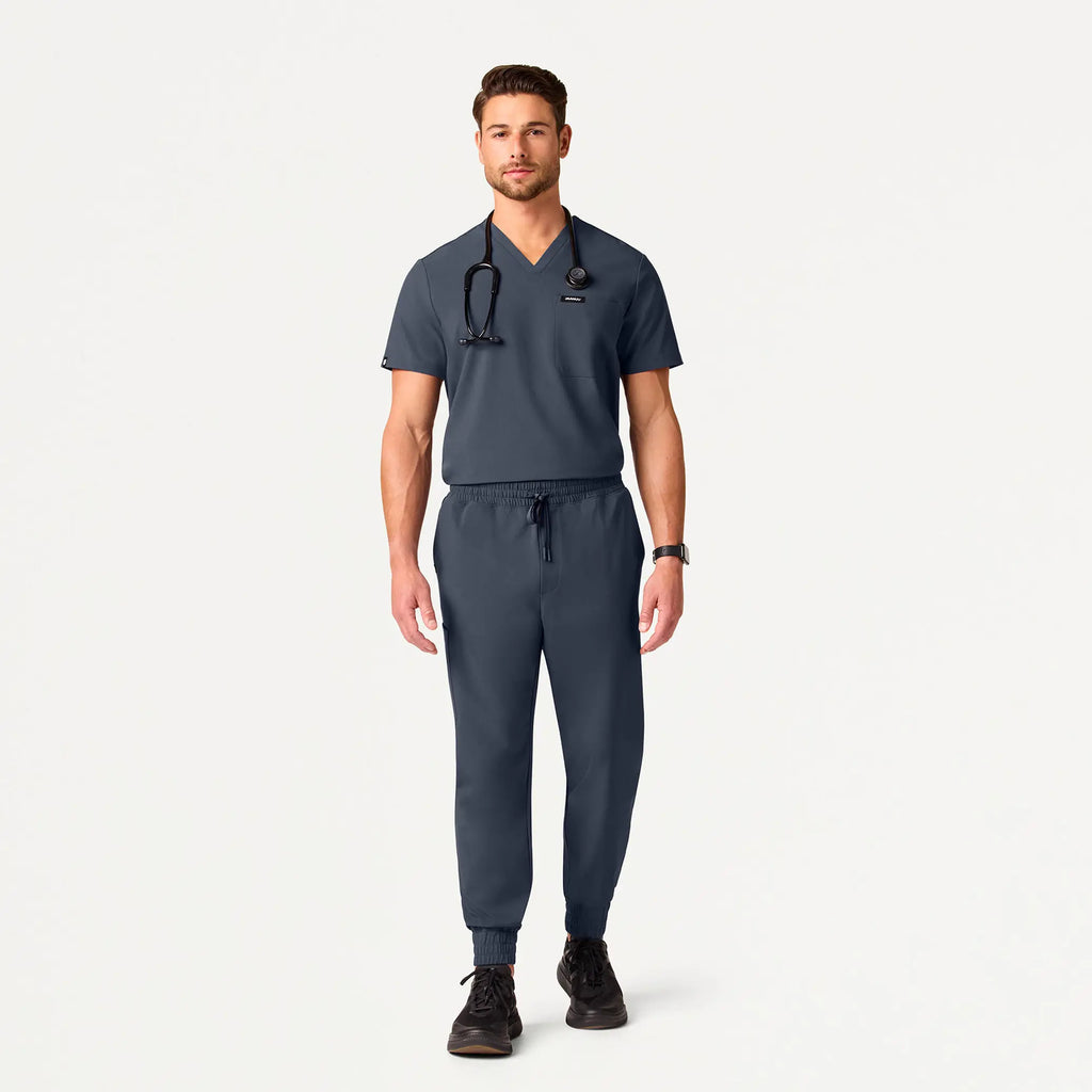 Jaanuu Scrubs Men's Holmes ULTRAlite™ 1-Pocket Scrub Top Carbon Gray | scrub-supply.com