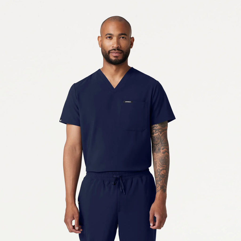 Jaanuu Scrubs Men's Holmes ULTRAlite™ 1-Pocket Scrub Top Midnight Navy | scrub-supply.com