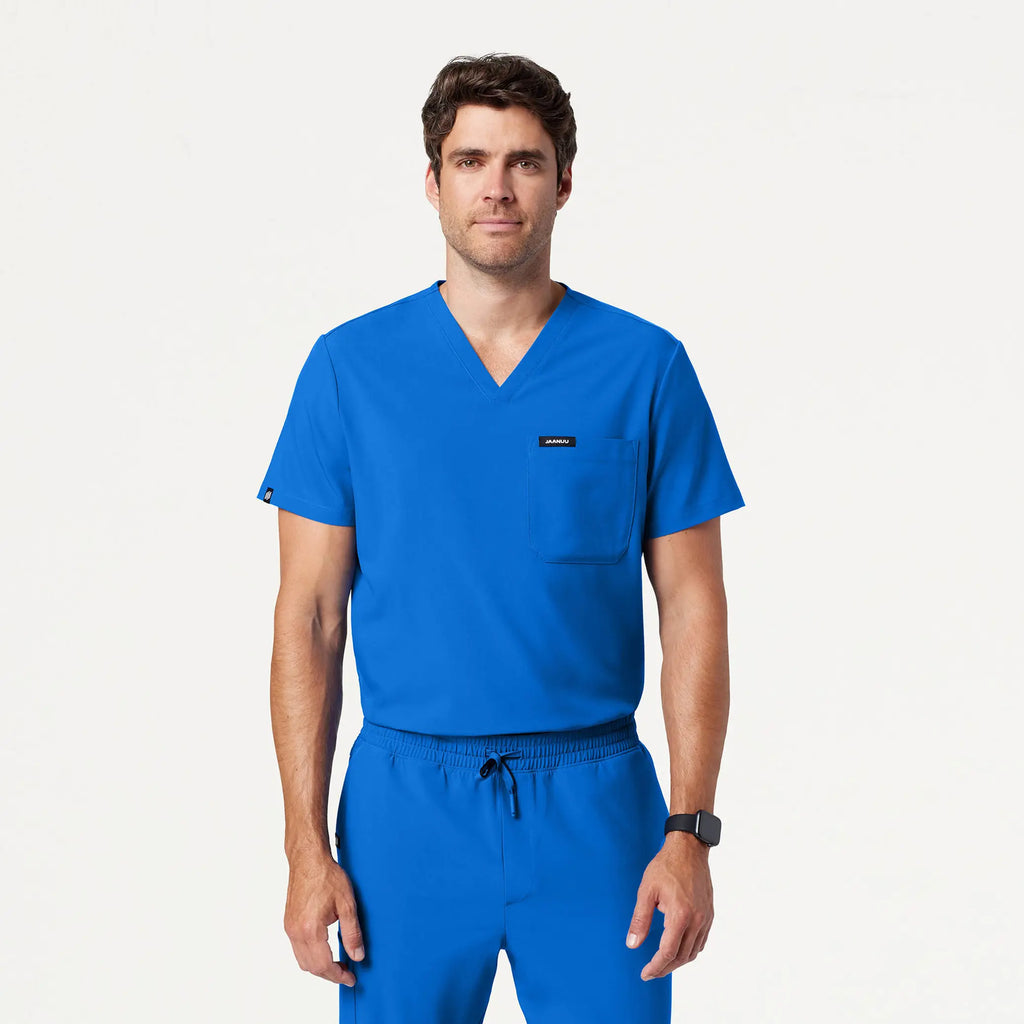 Jaanuu Scrubs Men's Holmes ULTRAlite™ 1-Pocket Scrub Top Royal Blue | scrub-supply.com