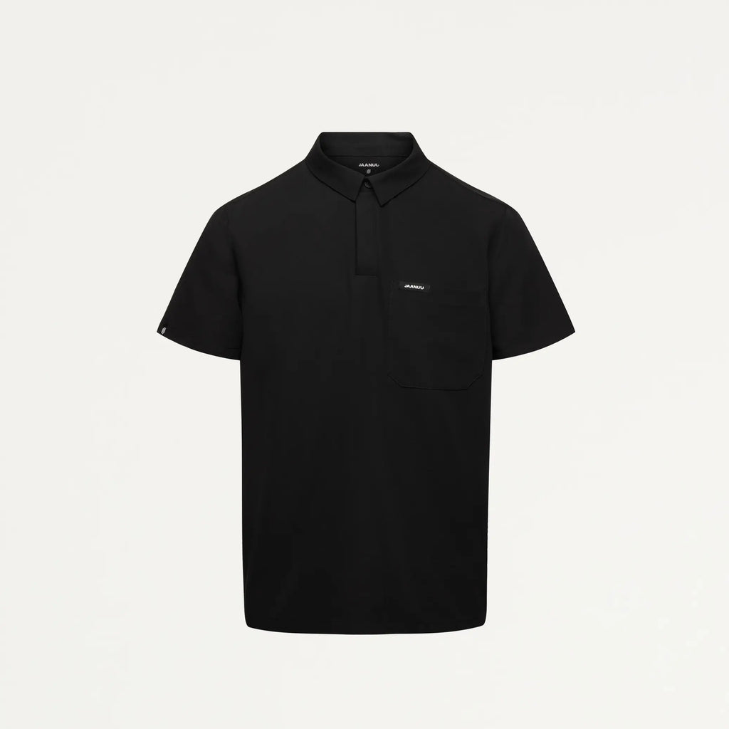 Jaanuu Scrubs Men's Axis Polo Scrub Top Black | scrub-supply.com