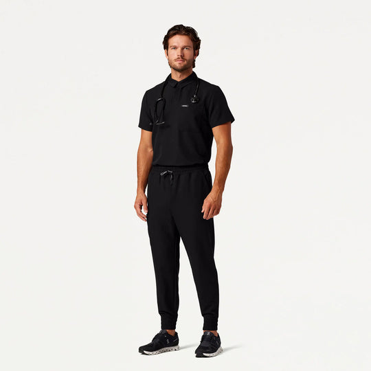 Jaanuu Scrubs Men's Axis Polo Scrub Top Black | scrub-supply.com