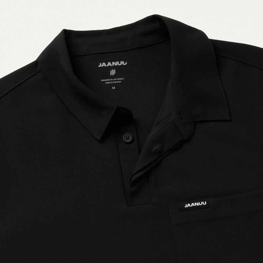 Jaanuu Scrubs Men's Axis Polo Scrub Top Black | scrub-supply.com