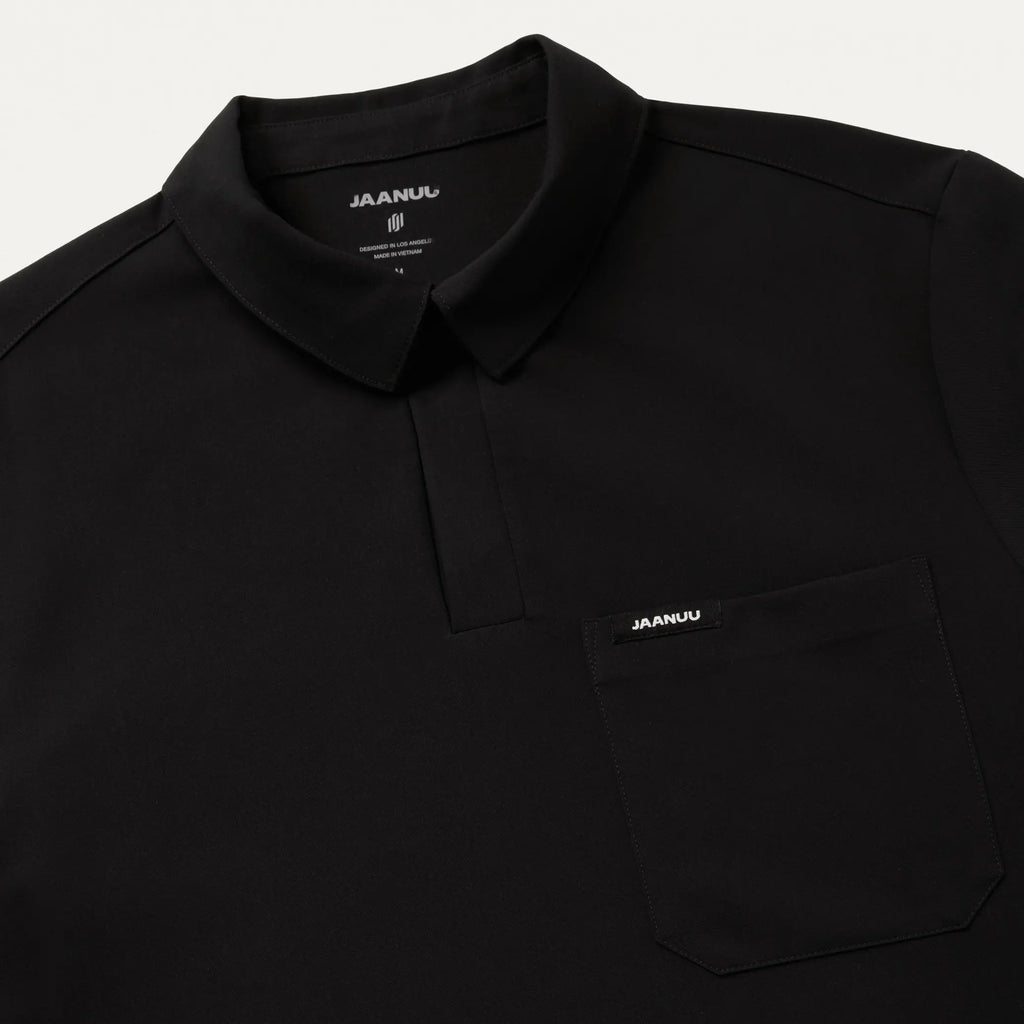 Jaanuu Scrubs Men's Axis Polo Scrub Top Black | scrub-supply.com