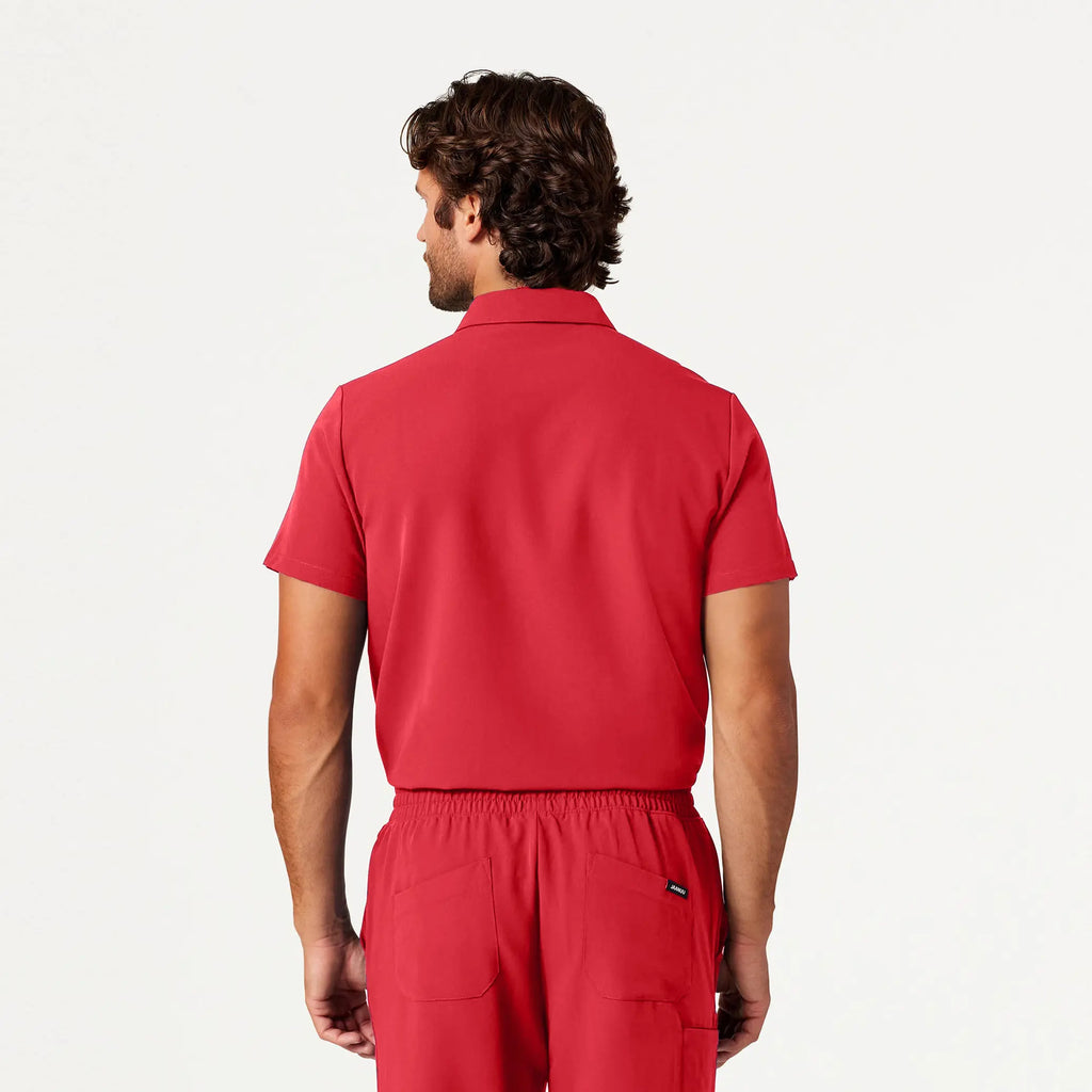 Jaanuu Scrubs Men's Axis Polo Scrub Top Brilliant Red | scrub-supply.com