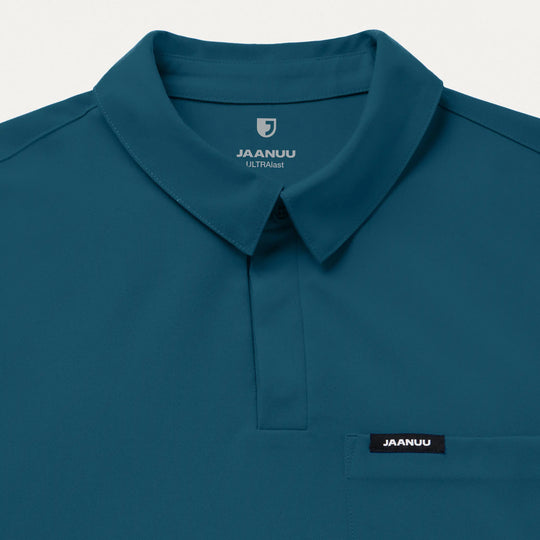 Jaanuu Scrubs Men's Axis Polo Scrub Top Caribbean Blue | scrub-supply.com