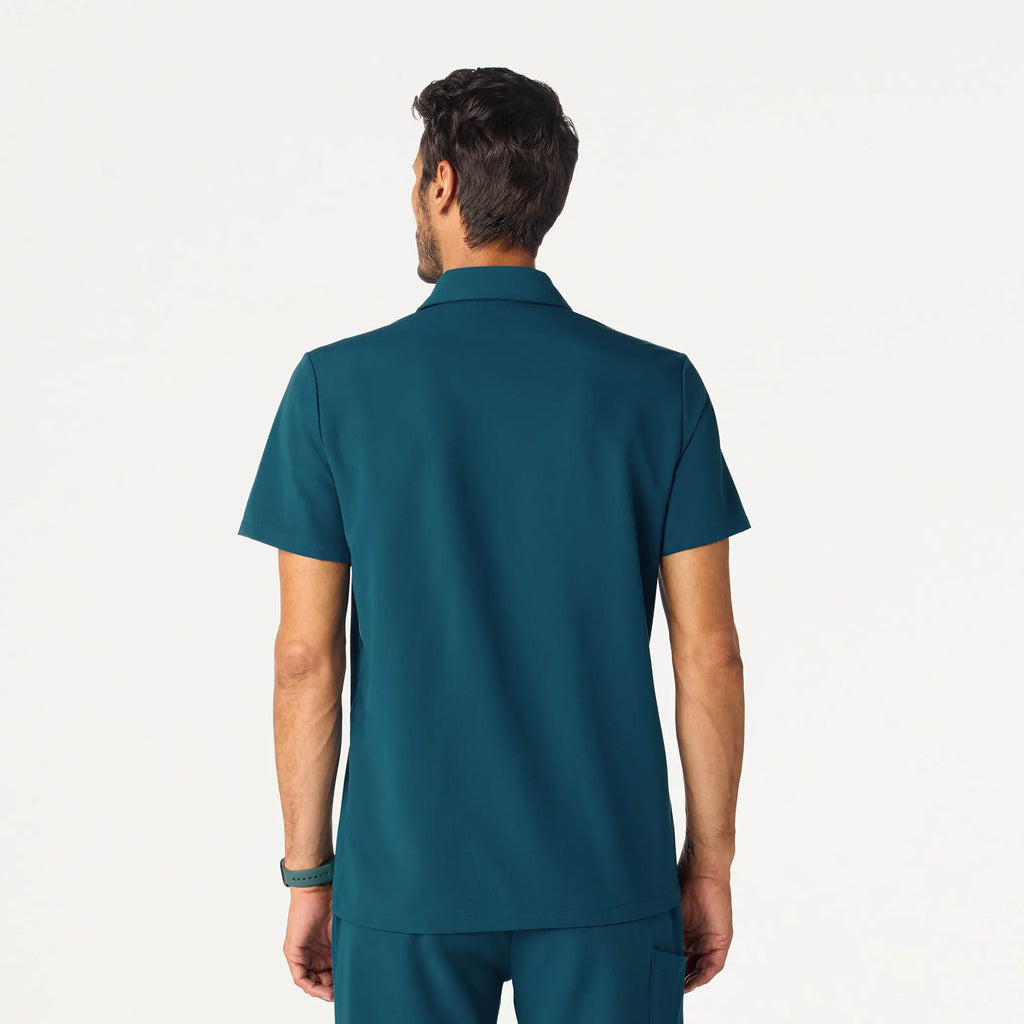 Jaanuu Scrubs Men's Axis Polo Scrub Top Caribbean Blue | scrub-supply.com
