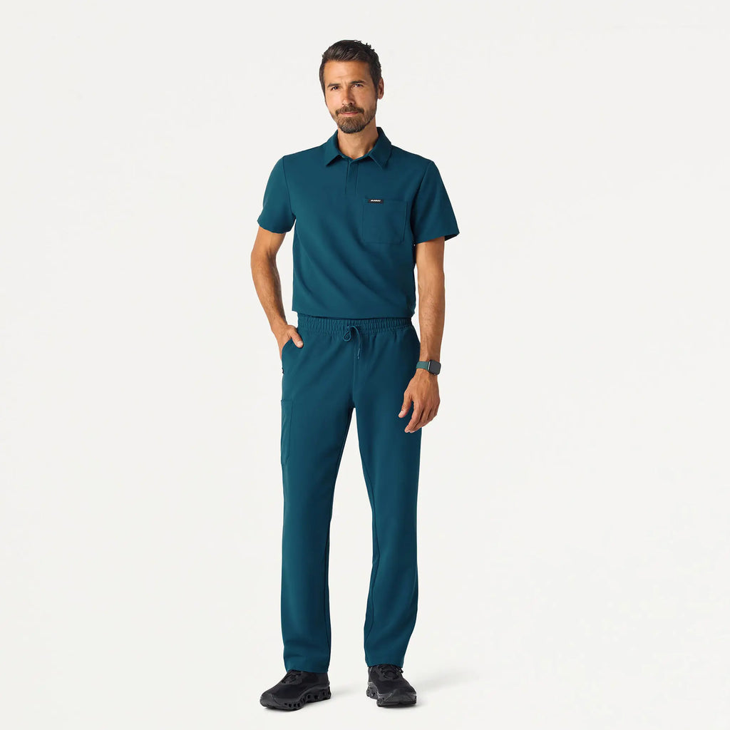Jaanuu Scrubs Men's Axis Polo Scrub Top Caribbean Blue | scrub-supply.com