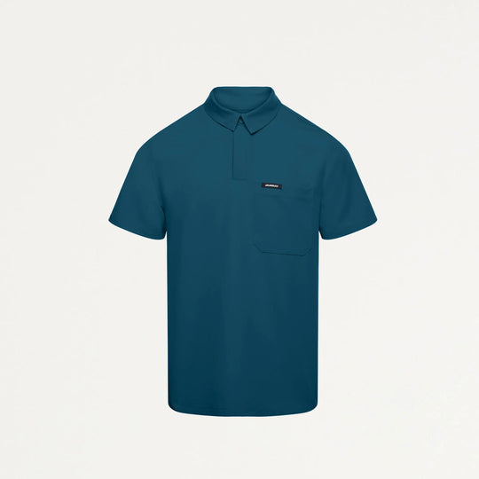 Jaanuu Scrubs Men's Axis Polo Scrub Top Caribbean Blue | scrub-supply.com