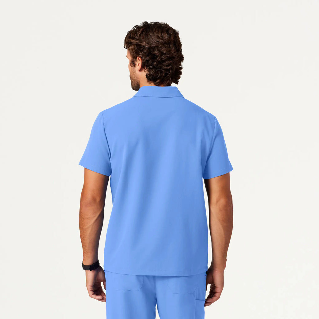 Jaanuu Scrubs Men's Axis Polo Scrub Top Ceil Blue | scrub-supply.com