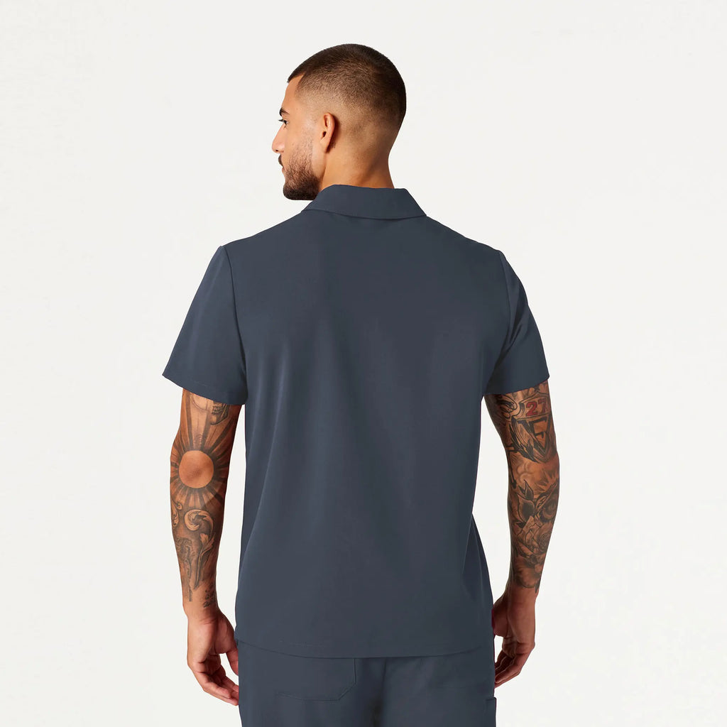 Jaanuu Scrubs Men's Axis Polo Scrub Top Carbon Gray | scrub-supply.com