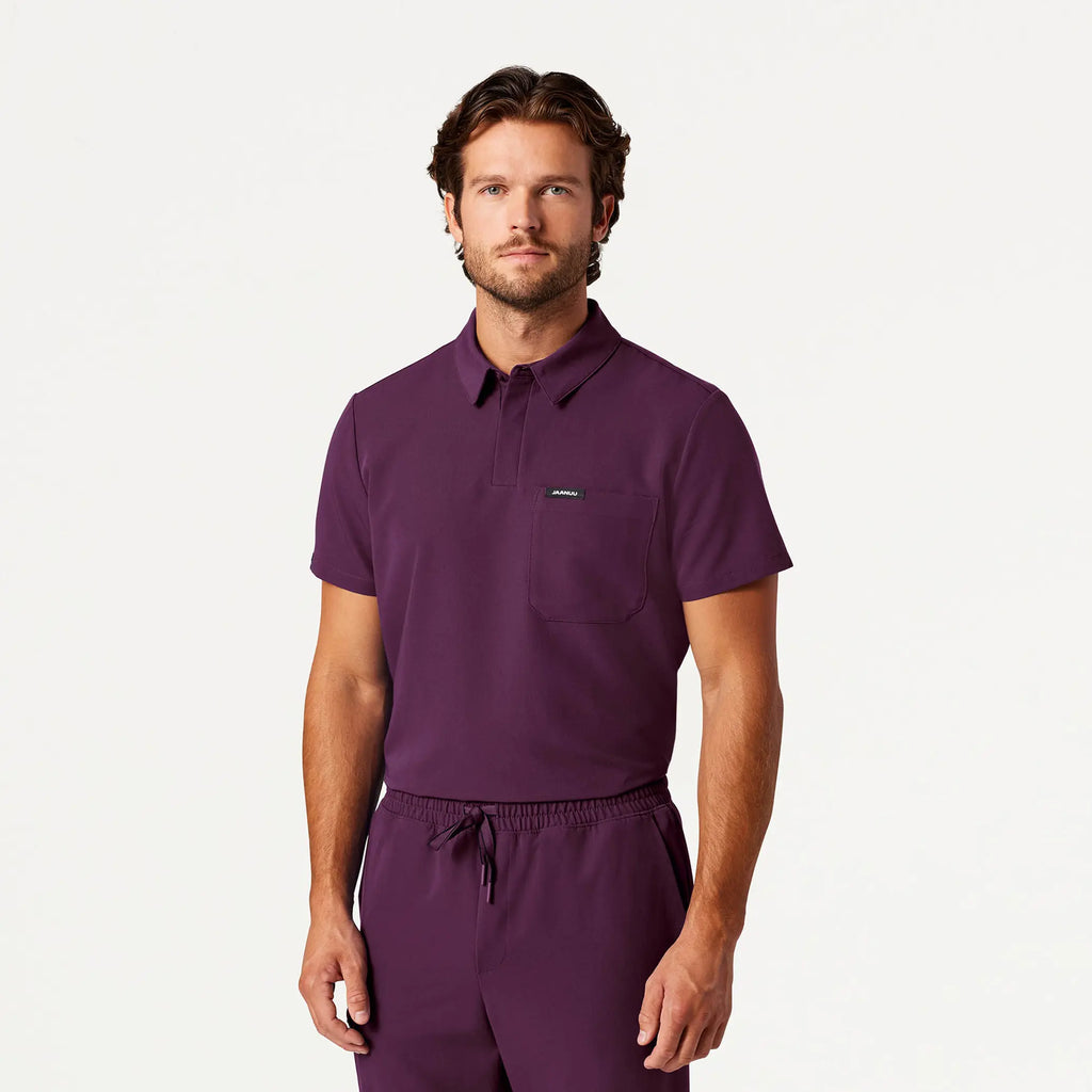 Jaanuu Scrubs Men's Axis Polo Scrub Top Dark Amethyst | scrub-supply.com