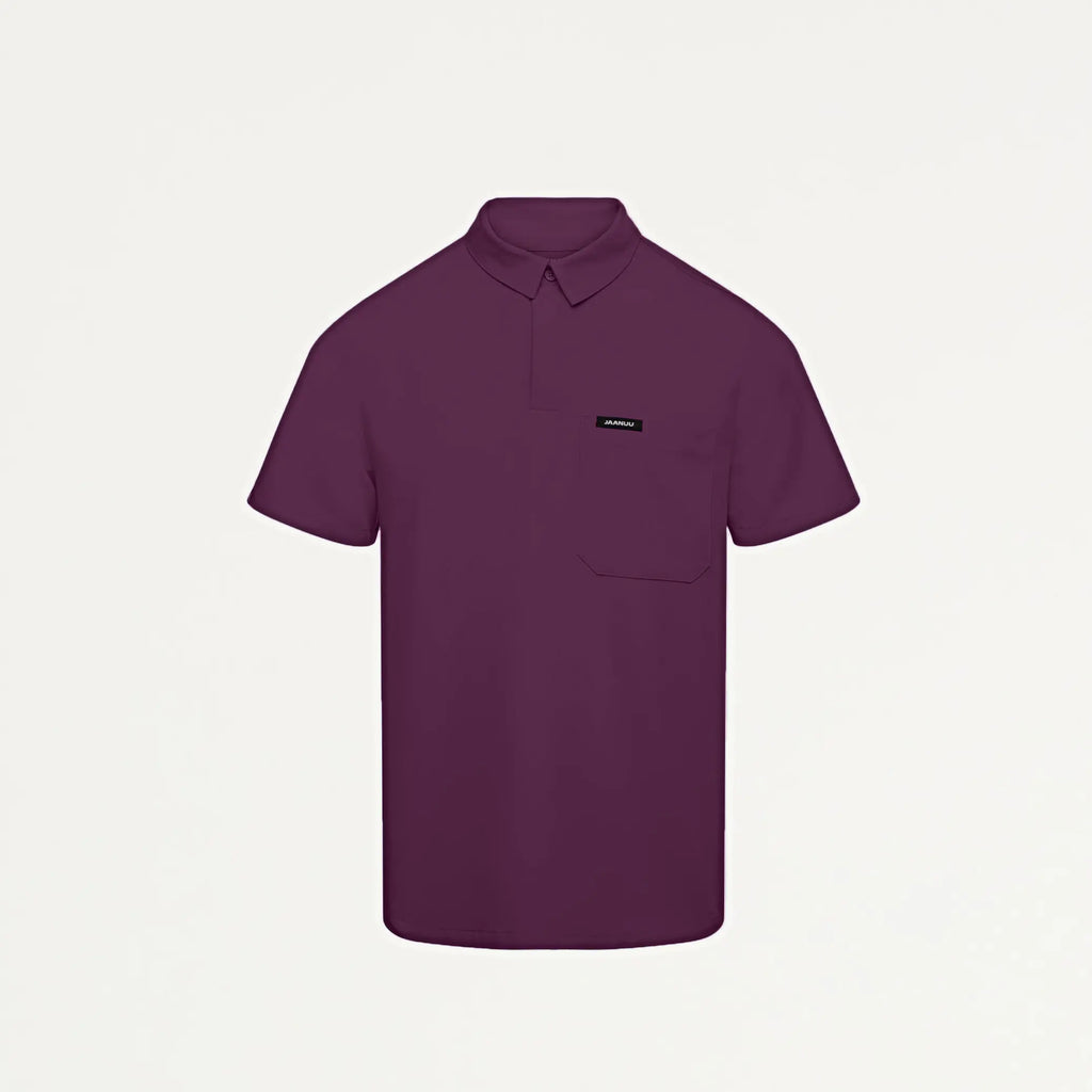 Jaanuu Scrubs Men's Axis Polo Scrub Top Dark Amethyst | scrub-supply.com