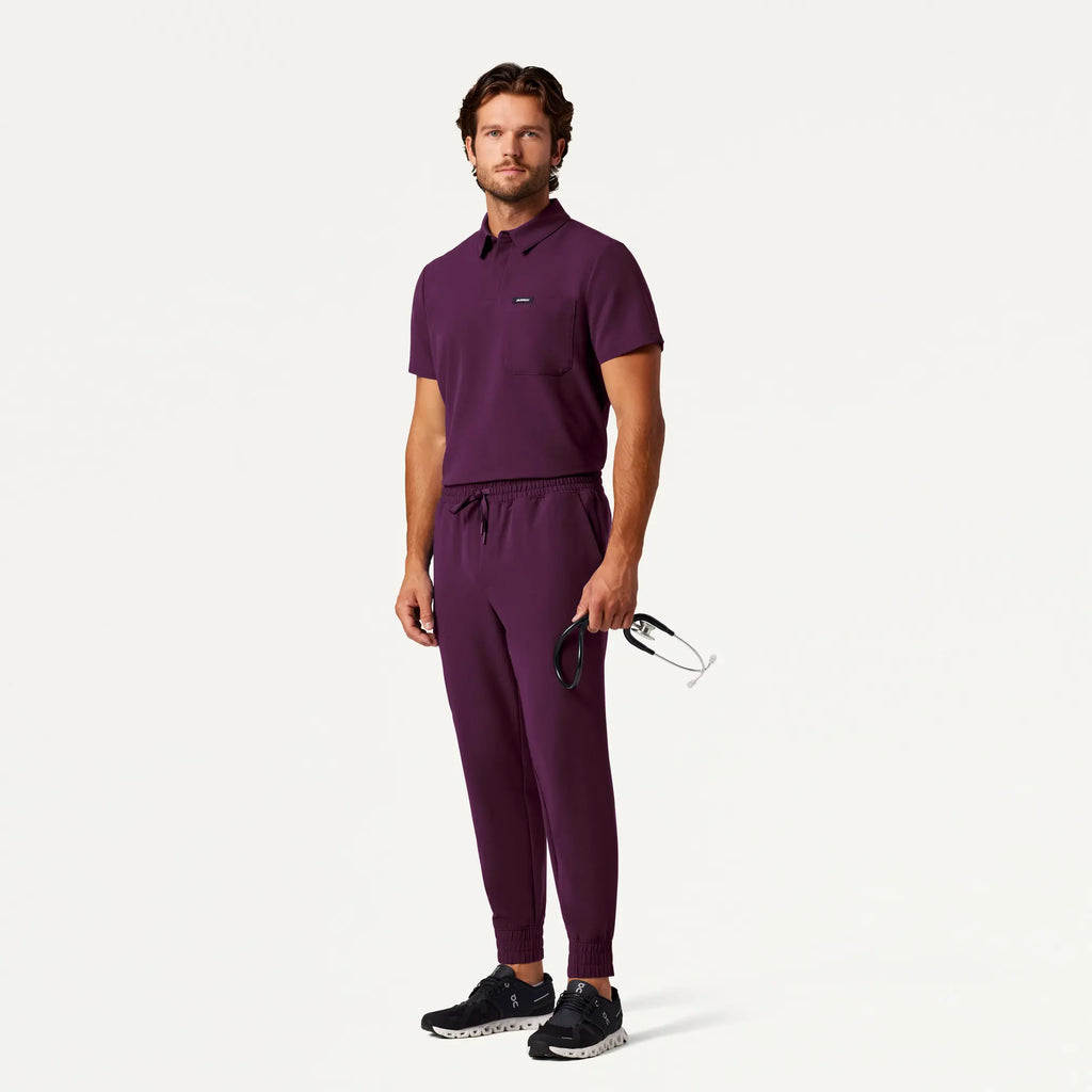 Jaanuu Scrubs Men's Axis Polo Scrub Top Dark Amethyst | scrub-supply.com