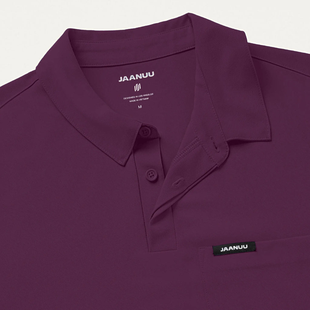 Jaanuu Scrubs Men's Axis Polo Scrub Top Dark Amethyst | scrub-supply.com