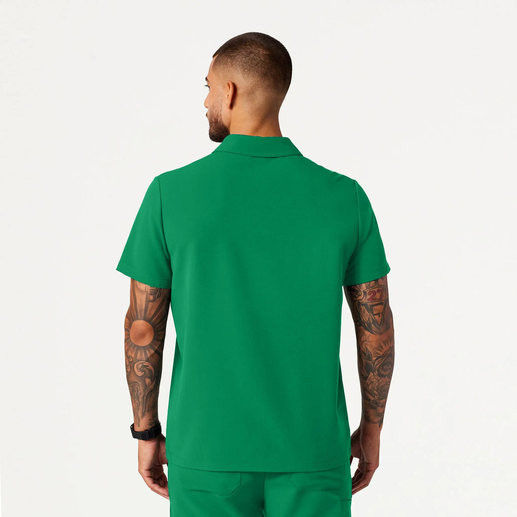 Jaanuu Scrubs Men's Axis Polo Scrub Top Emerald Green | scrub-supply.com