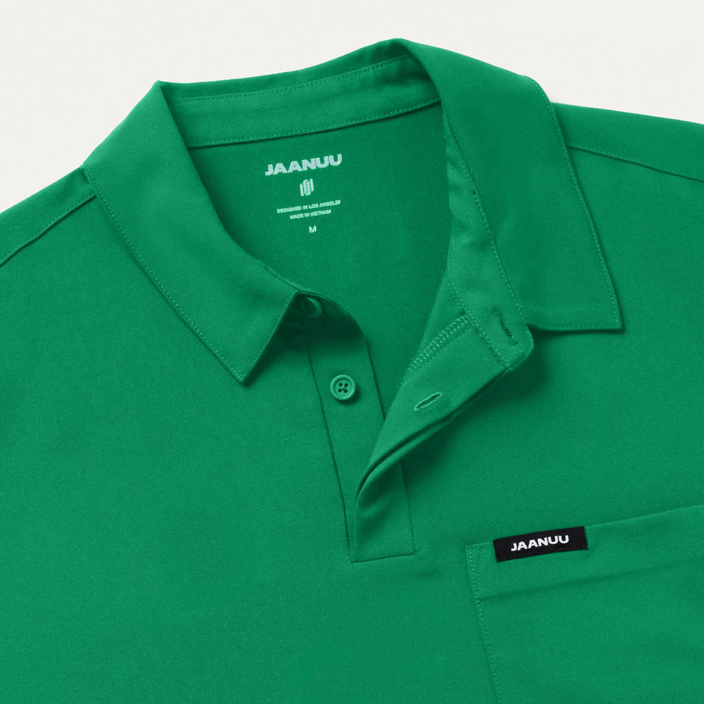 Jaanuu Scrubs Men's Axis Polo Scrub Top Emerald Green | scrub-supply.com