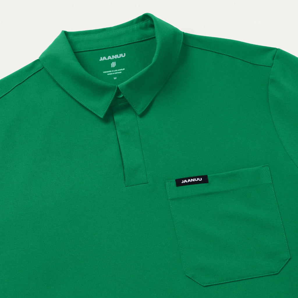 Jaanuu Scrubs Men's Axis Polo Scrub Top Emerald Green | scrub-supply.com