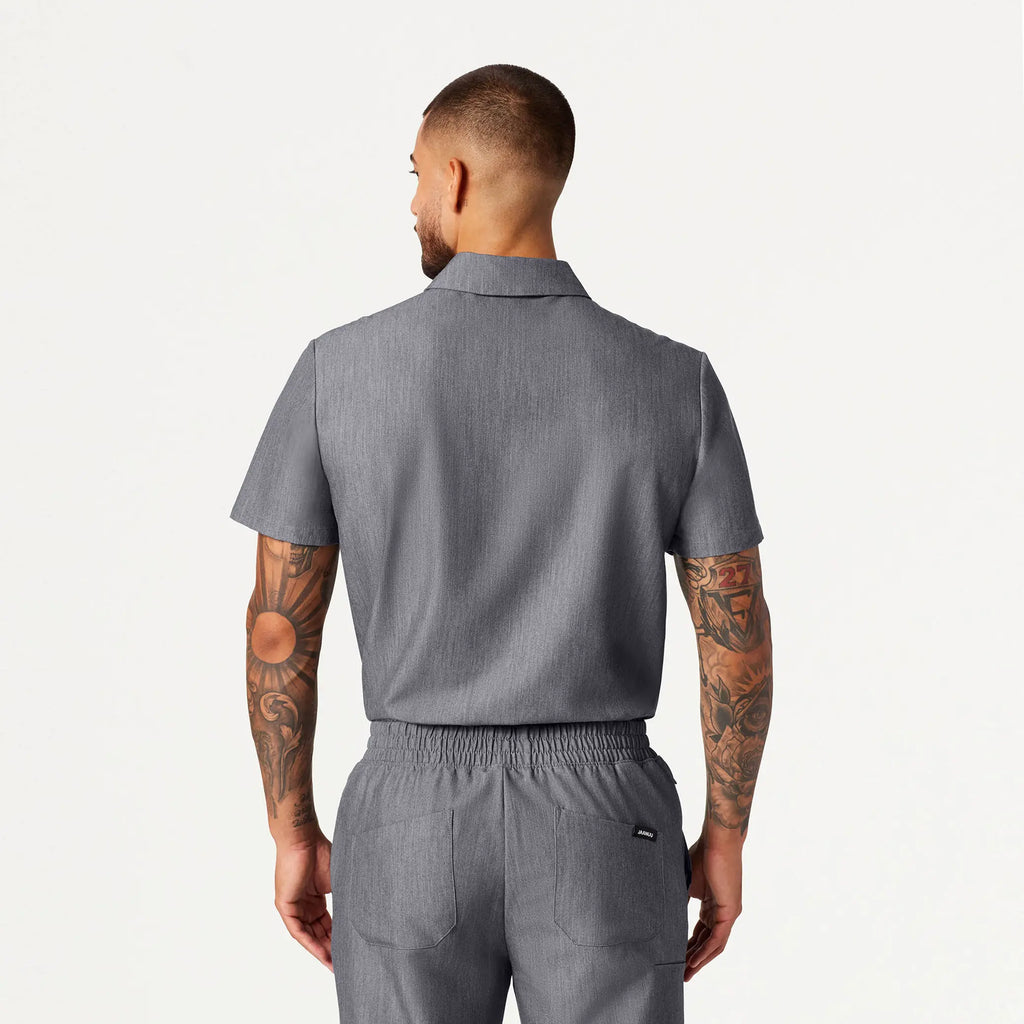 Jaanuu Scrubs Men's Axis Polo Scrub Top Heather Gray | scrub-supply.com