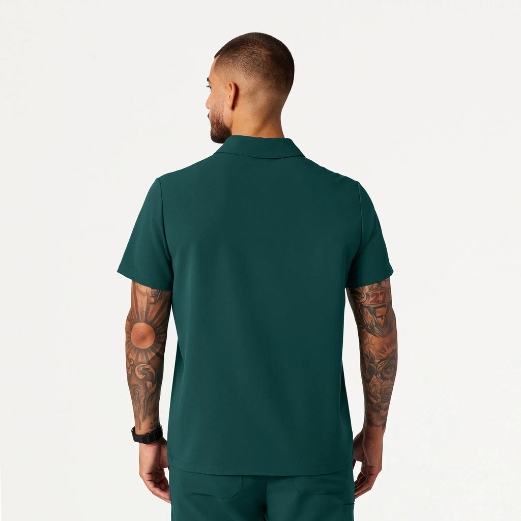 Jaanuu Scrubs Men's Axis Polo Scrub Top Midnight Green | scrub-supply.com