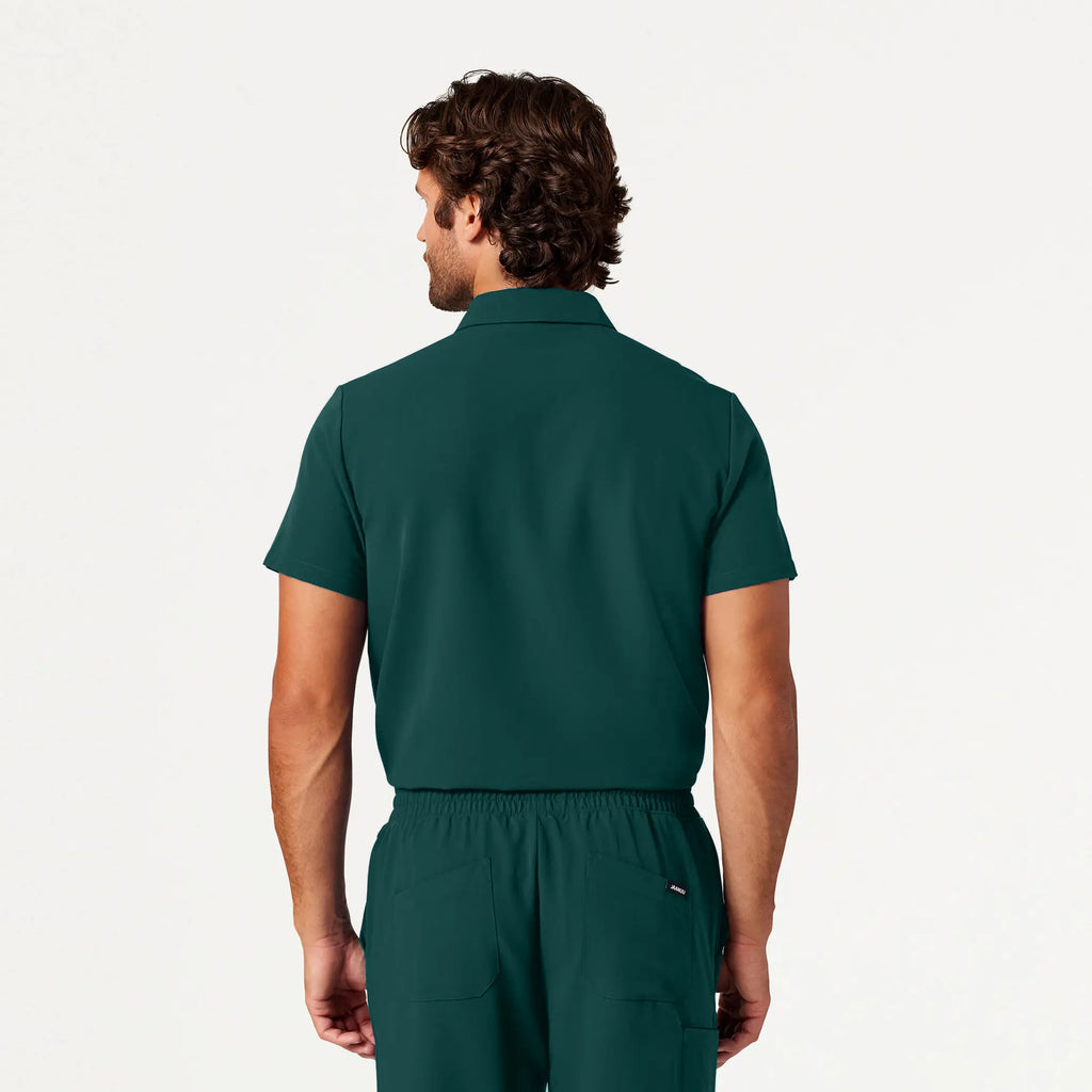 Jaanuu Scrubs Men's Axis Polo Scrub Top Midnight Green | scrub-supply.com