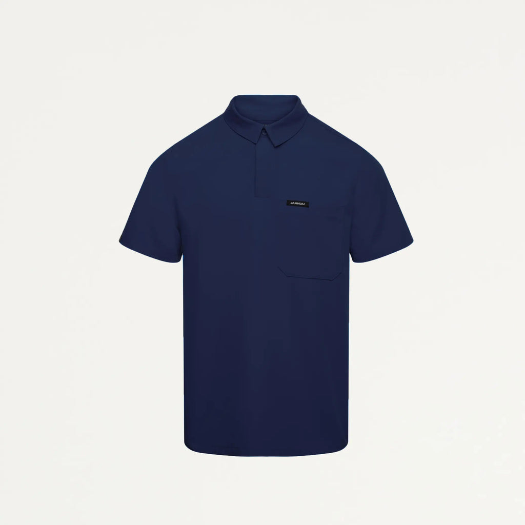 Jaanuu Scrubs Men's Axis Polo Scrub Top Midnight Navy | scrub-supply.com