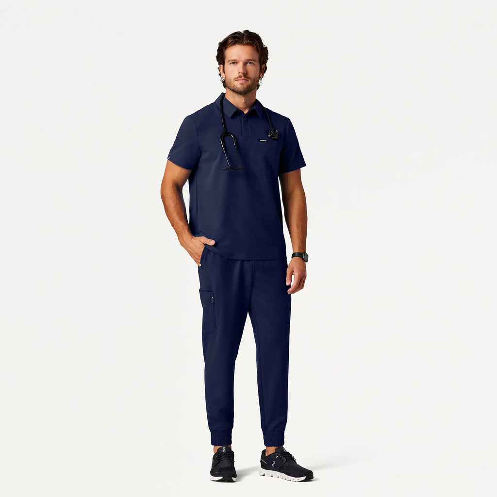 Jaanuu Scrubs Men's Axis Polo Scrub Top Midnight Navy | scrub-supply.com