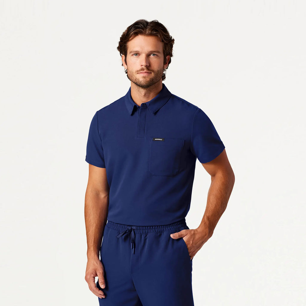 Jaanuu Scrubs Men's Axis Polo Scrub Top Navy Blue | scrub-supply.com