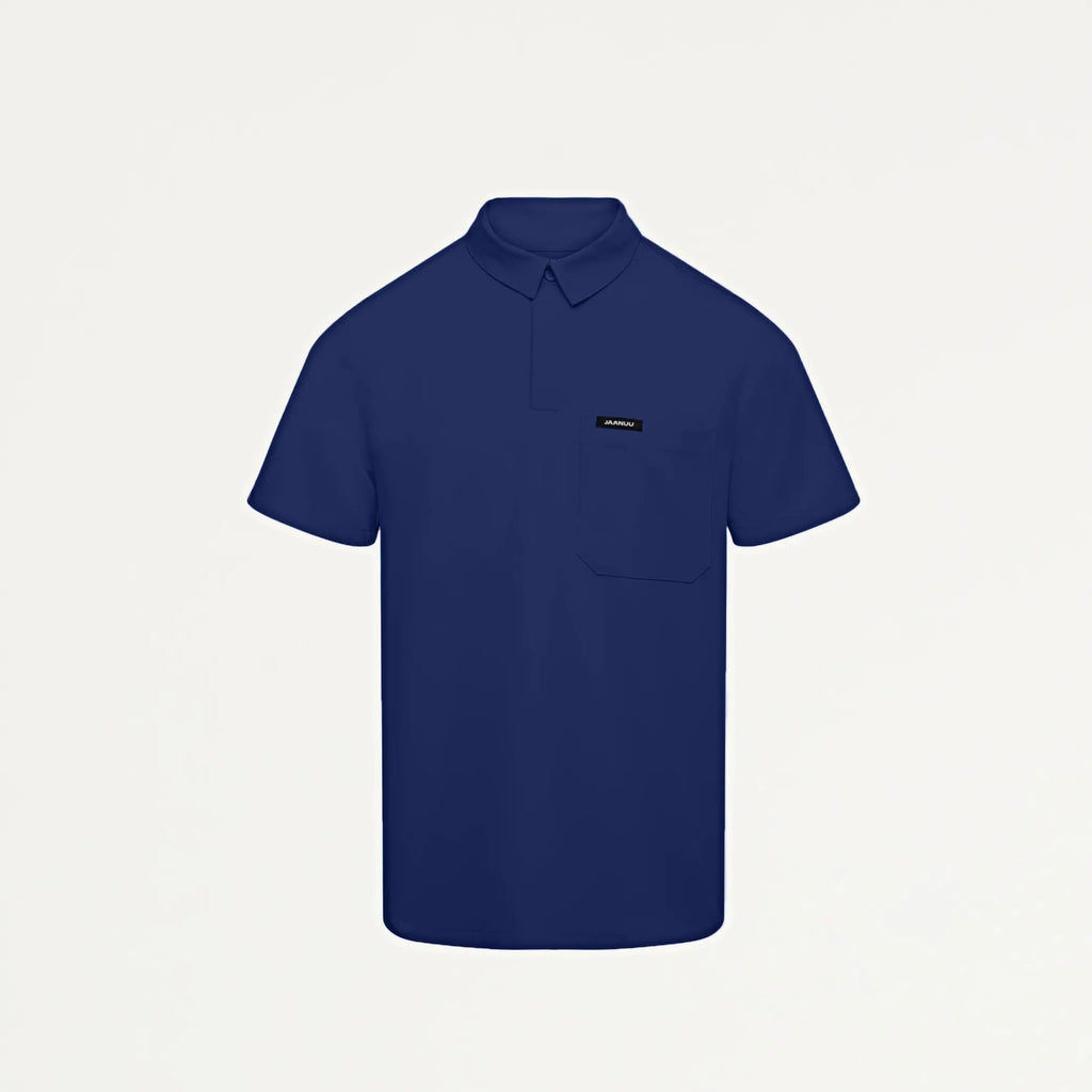 Jaanuu Scrubs Men's Axis Polo Scrub Top Navy Blue | scrub-supply.com