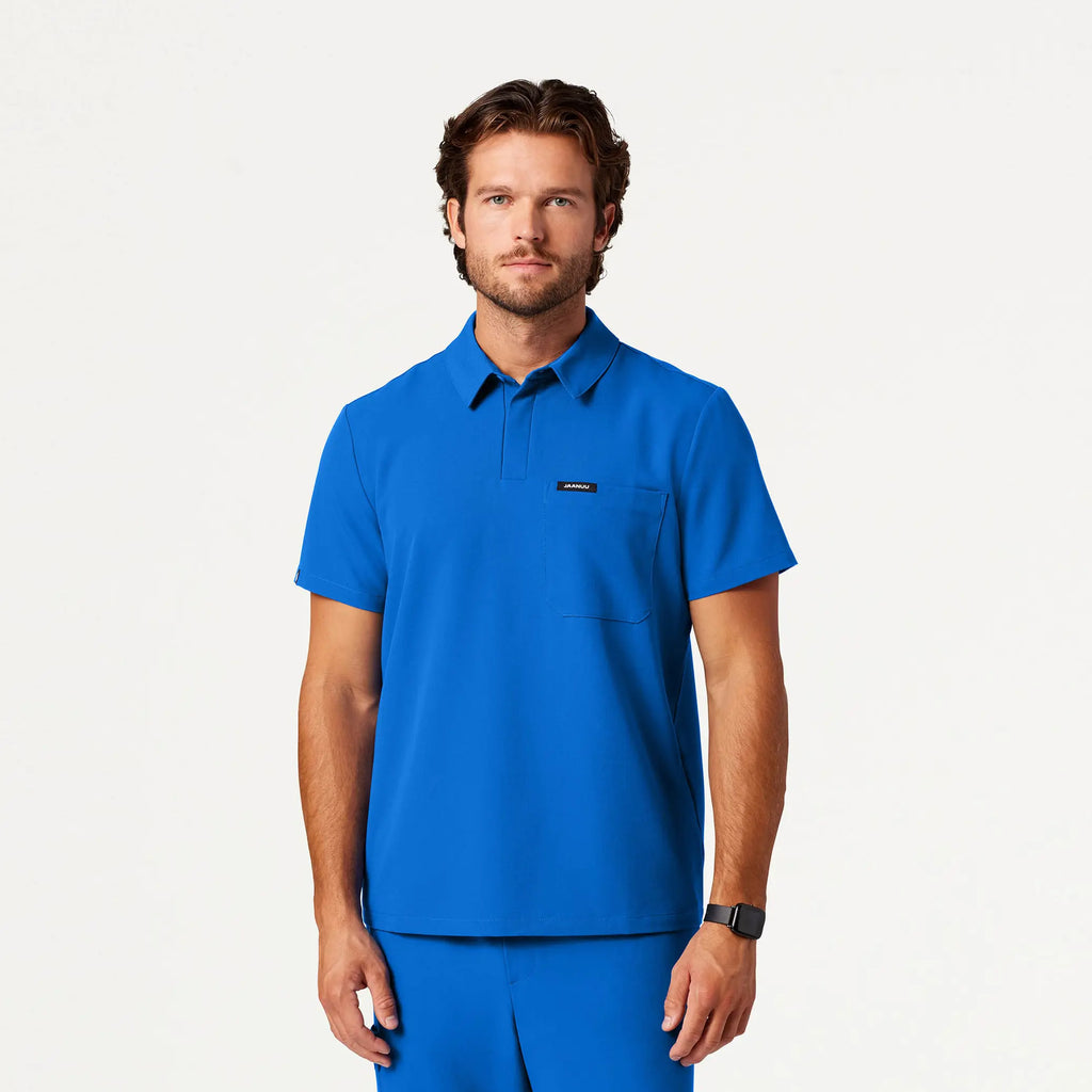 Jaanuu Scrubs Men's Axis Polo Scrub Top Royal Blue | scrub-supply.com