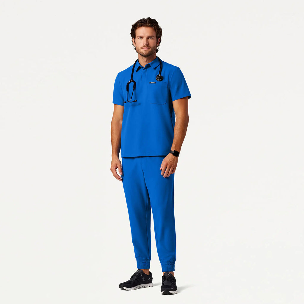 Jaanuu Scrubs Men's Axis Polo Scrub Top Royal Blue | scrub-supply.com