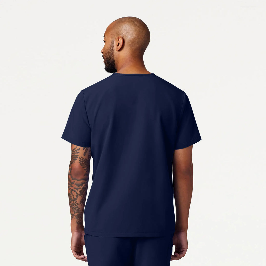 Jaanuu Scrubs Men's Romin 1-Pocket Scrub Top Midnight Navy | scrub-supply.com