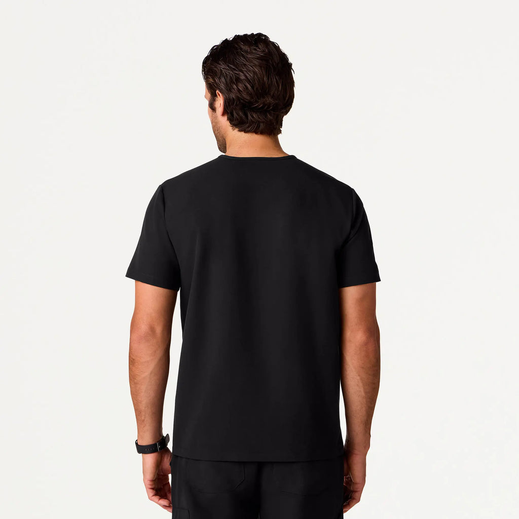 Jaanuu Scrubs Men's Bron 3-Pocket Scrub Top Black | scrub-supply.com