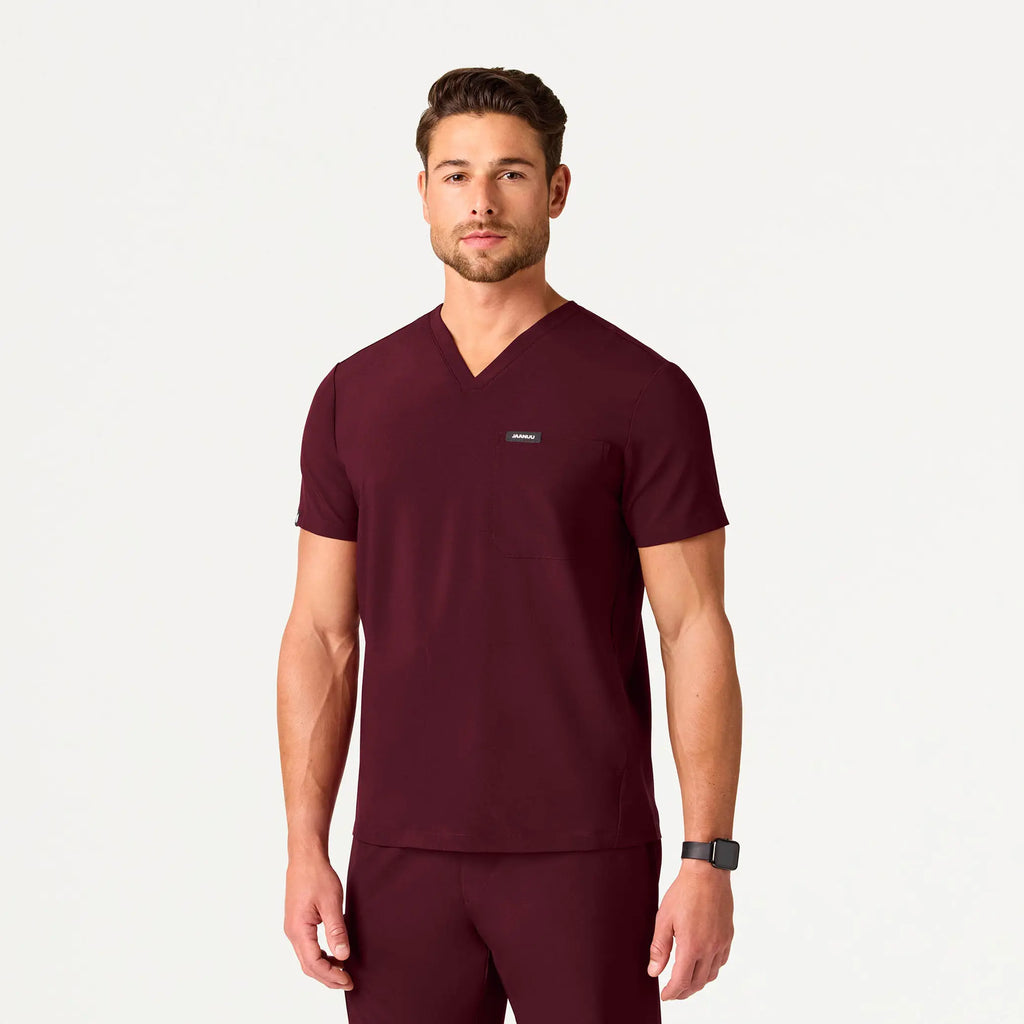 Jaanuu Scrubs Bron ULTRAlite™ 3-Pocket Scrub Top Burgundy | scrub-supply.com