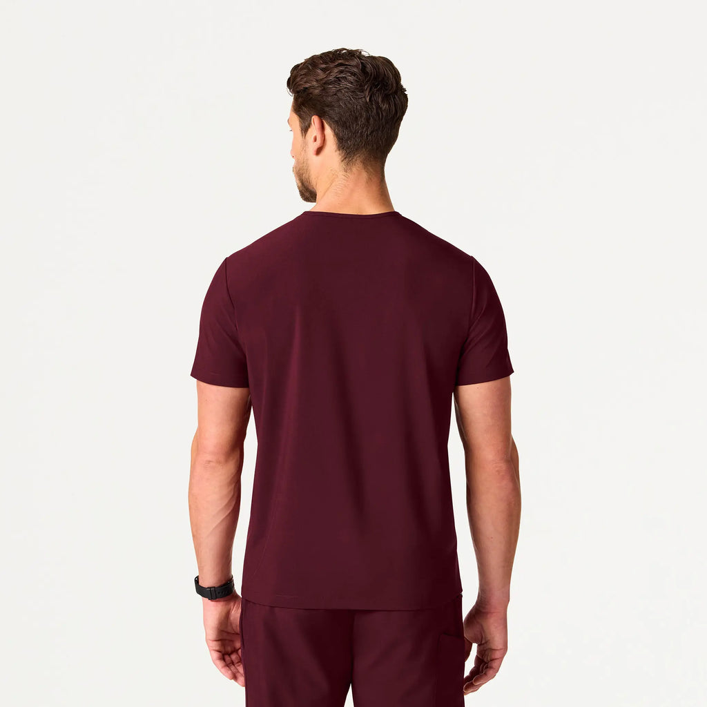 Jaanuu Scrubs Men's Bron ULTRAlite™ 3-Pocket Scrub Top Burgundy | scrub-supply.com