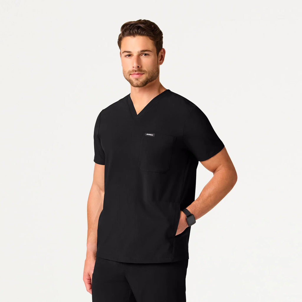 Jaanuu Scrubs Men's Bron ULTRAlite™ 3-Pocket Scrub Top Black | scrub-supply.com