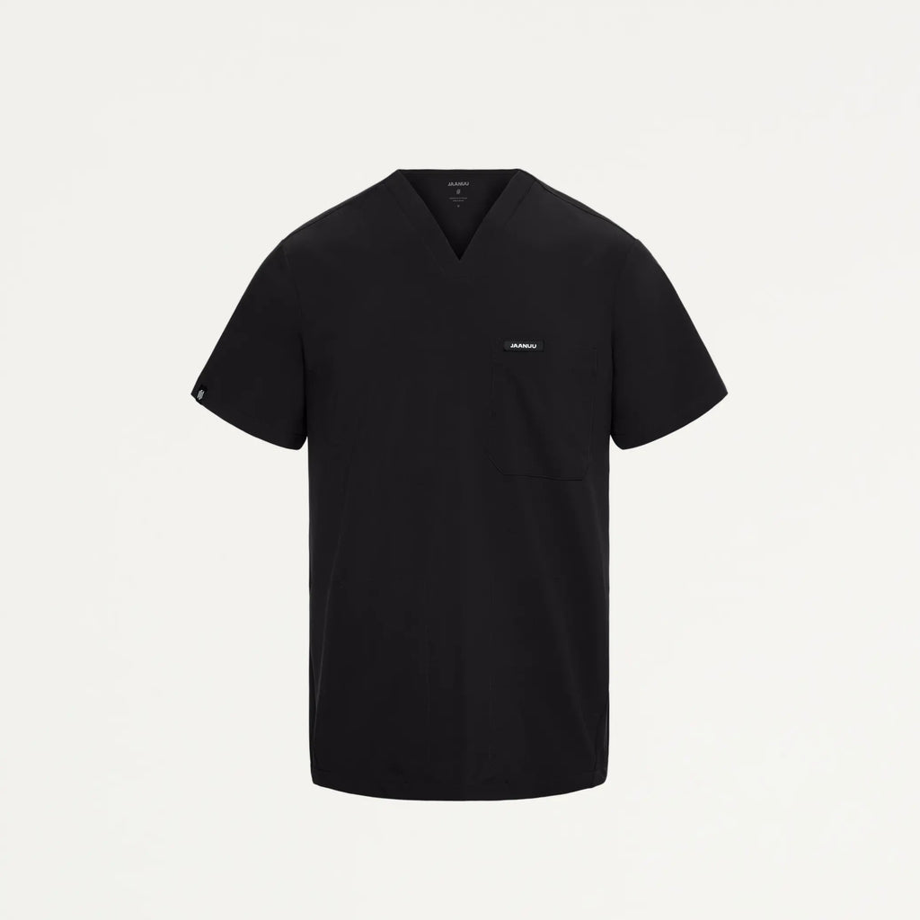 Jaanuu Scrubs Men's Bron ULTRAlite™ 3-Pocket Scrub Top Black | scrub-supply.com