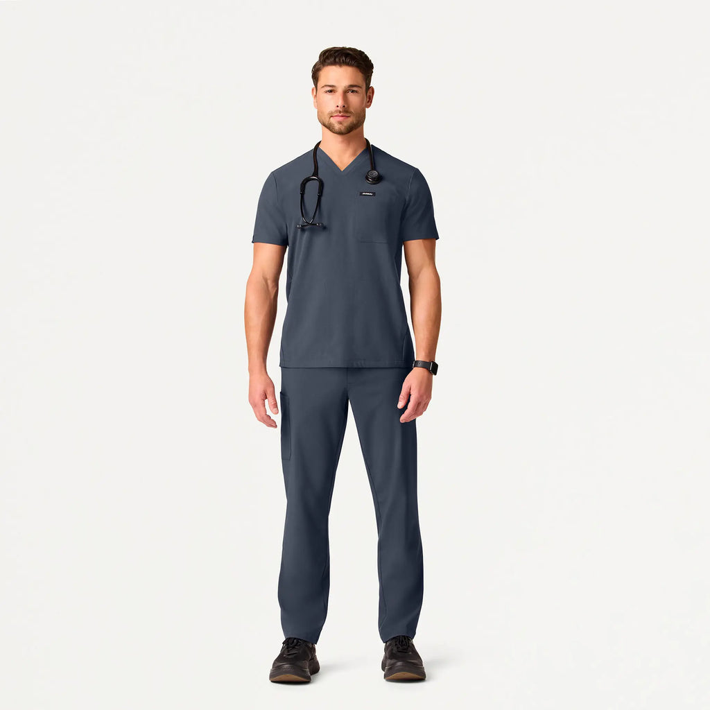 Jaanuu Scrubs Men's Bron ULTRAlite™ 3-Pocket Scrub Top Carbon Gray | scrub-supply.com