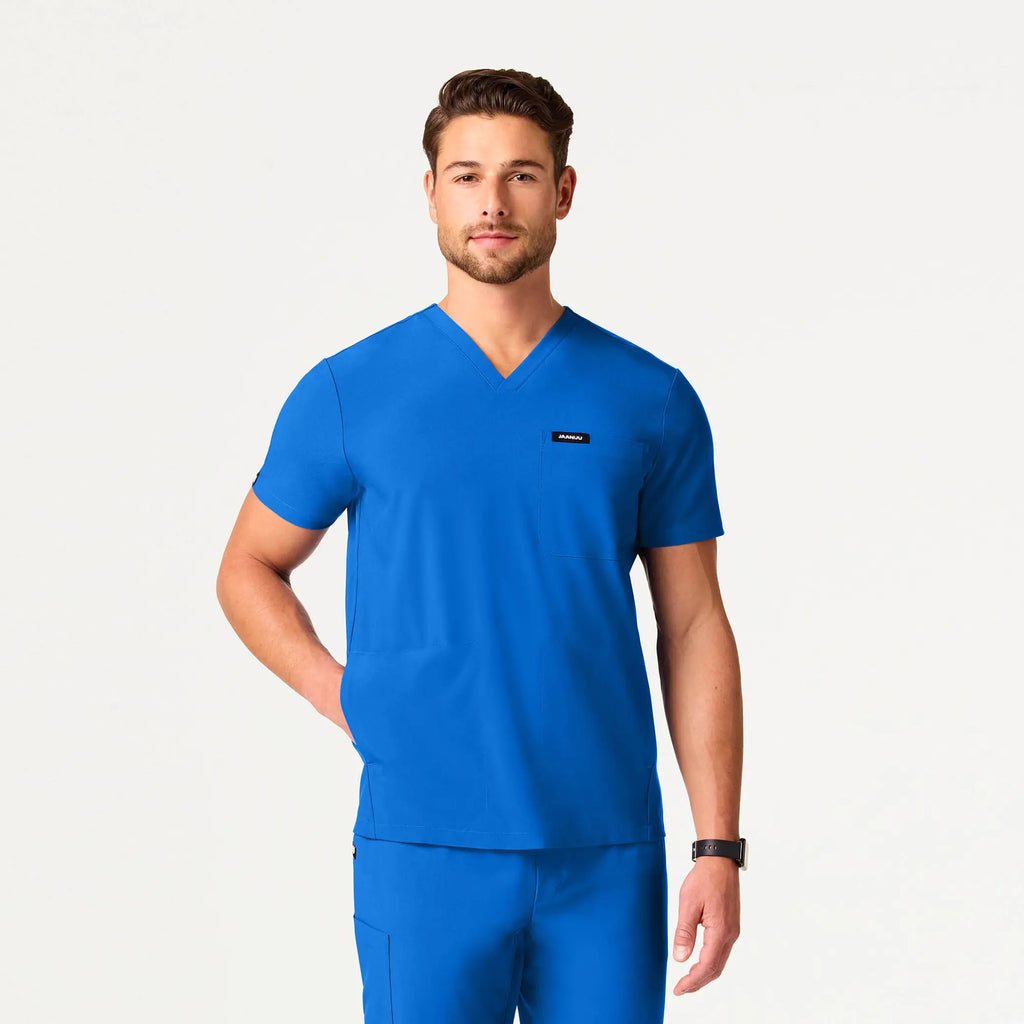 Jaanuu Scrubs Men's Bron ULTRAlite™ 3-Pocket Scrub Top Royal Blue | scrub-supply.com