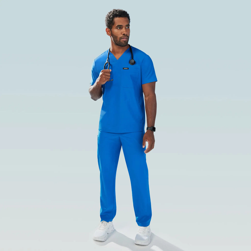 Jaanuu Scrubs Bron ULTRAlite™ 3-Pocket Scrub Top Royal Blue | scrub-supply.com