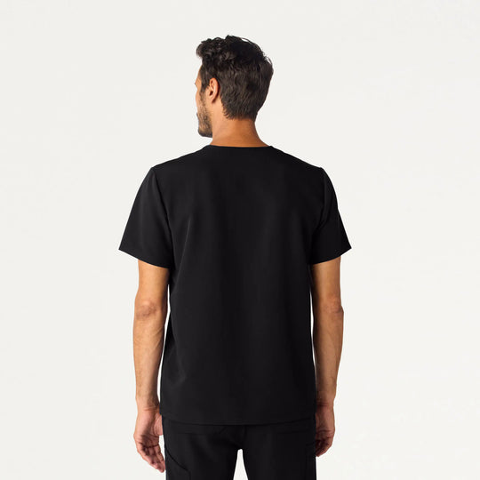 Jaanuu Scrubs Men's Holmes Slim Everyday 1-Pocket Scrub Top Black | scrub-supply.com