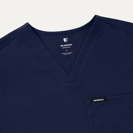 Jaanuu Scrubs Men's Holmes Slim Everyday 1-Pocket Scrub Top Midnight Navy | scrub-supply.com