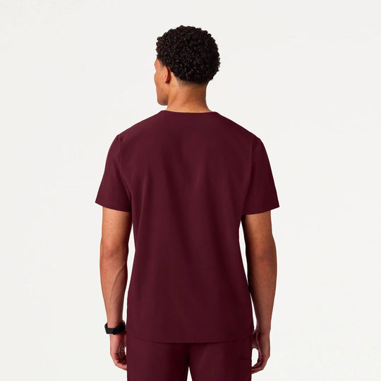 Jaanuu Scrubs Men's Rhys 1-Pocket Scrub Top Burgundy | scrub-supply.com