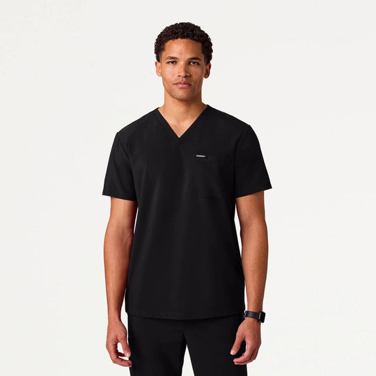 Jaanuu Scrubs Men's Holmes ULTRAlite™ 1-Pocket Scrub Top Black | scrub-supply.com