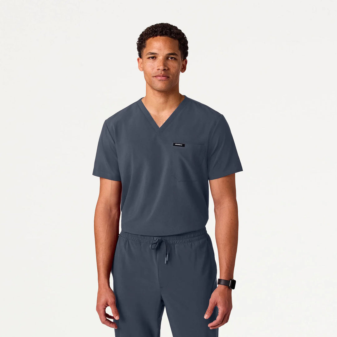 Jaanuu Scrubs Men's Holmes ULTRAlite™ 1-Pocket Scrub Top Carbon Gray | scrub-supply.com