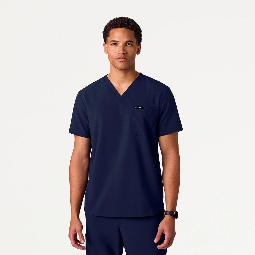 Jaanuu Scrubs Men's Holmes ULTRAlite™ 1-Pocket Scrub Top Midnight Navy | scrub-supply.com