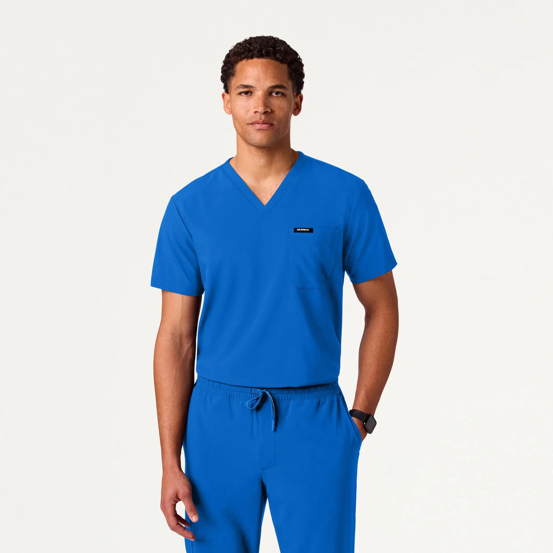 Jaanuu Scrubs Men's Holmes ULTRAlite™ 1-Pocket Scrub Top Royal Blue | scrub-supply.com