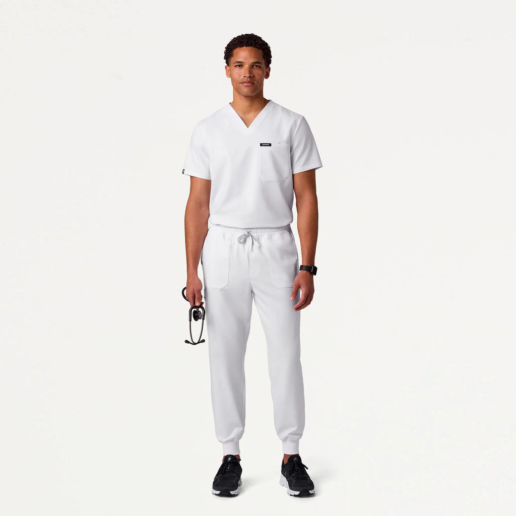 Jaanuu Scrubs Men's Osmo 8-Pocket Cargo Scrub Jogger White | scrub-supply.com