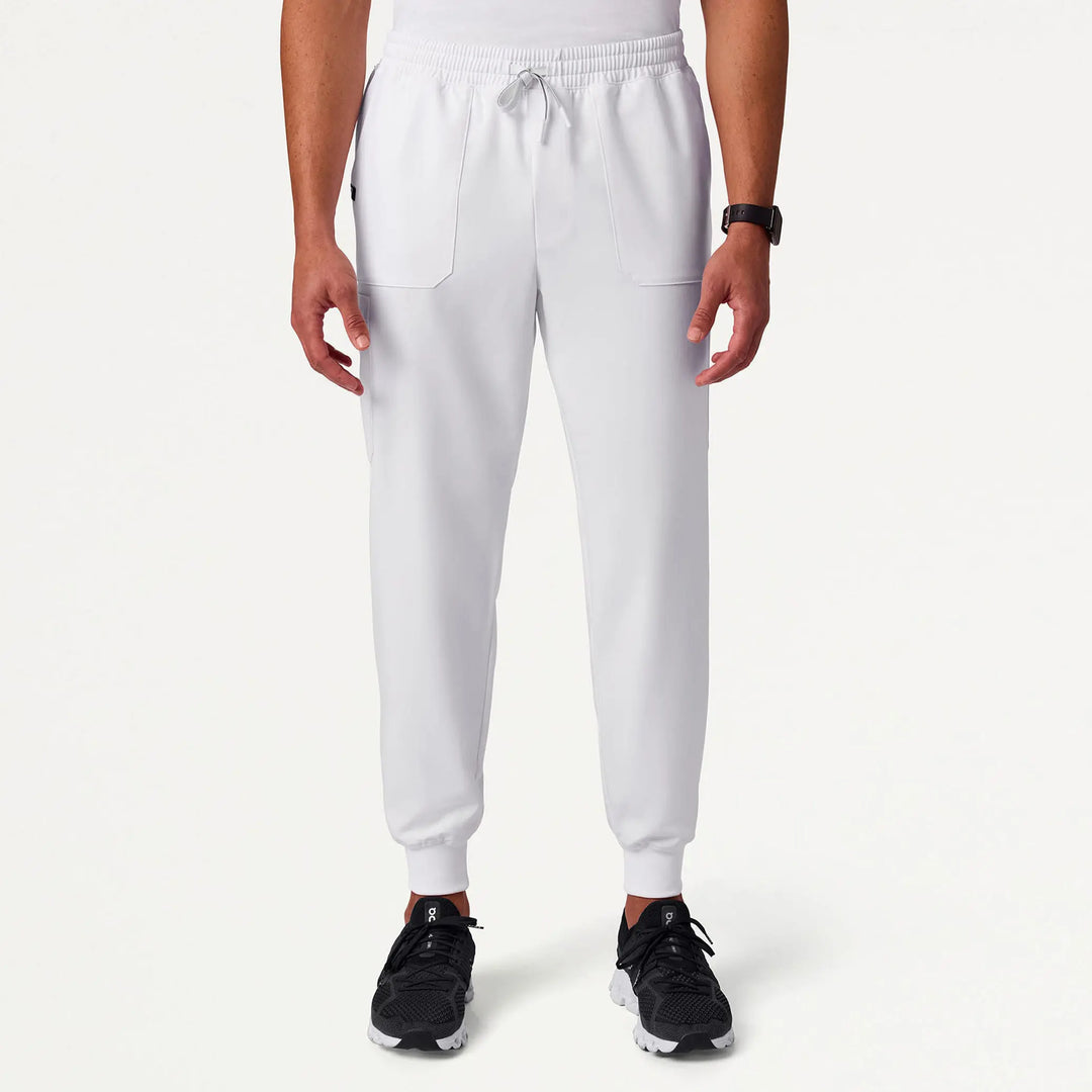 Jaanuu Scrubs Men's Osmo 8-Pocket Cargo Scrub Jogger White | scrub-supply.com